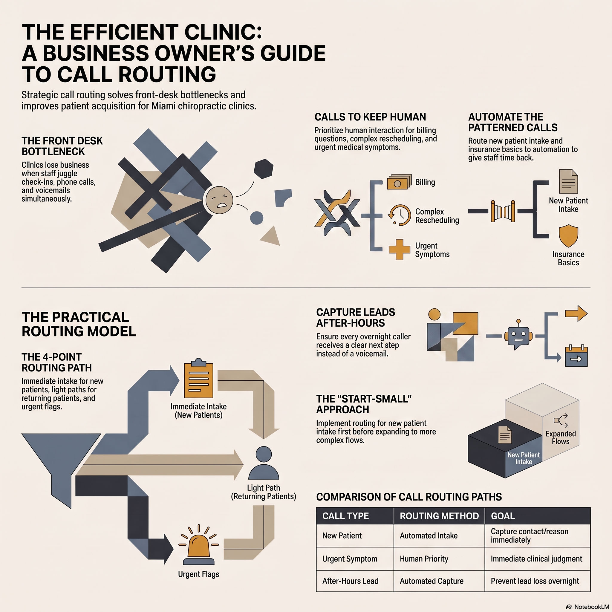 Call routing model for Miami chiropractic clinics